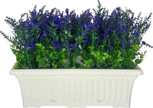 Yapay Çiçek Mor Lavanta Küpeşte Askılı Saksıda Balkon Çiçeği Çiçek Sepeti