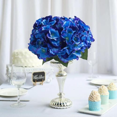 Yapay Çiçek Ortanca Çiçeği Demeti 43 cm Mavi Koyu