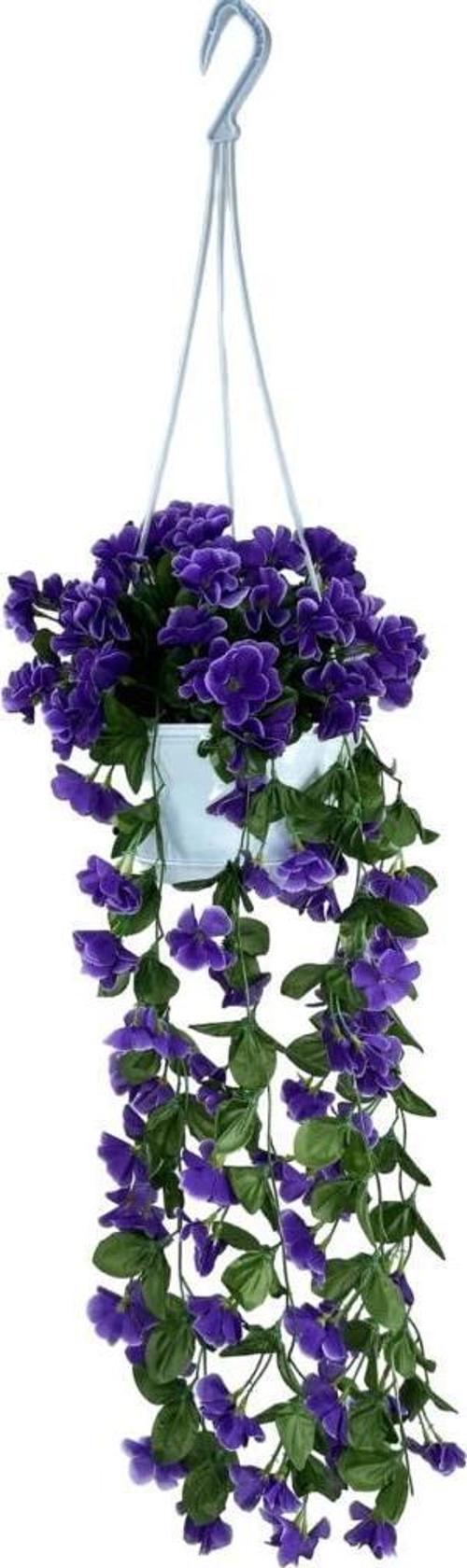 Yapay Çiçek Sarkan Menekşe Mor Begonvil Sarkaç Askılı Saksıda Balkon Çiçeği Çiçek Sepeti