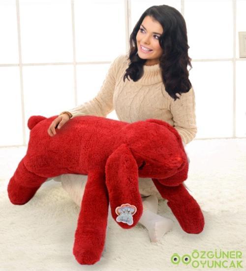 100 Cm Uyku Arkadaşı Sevimli Tavşan Kırmızı (%100 Yerli)