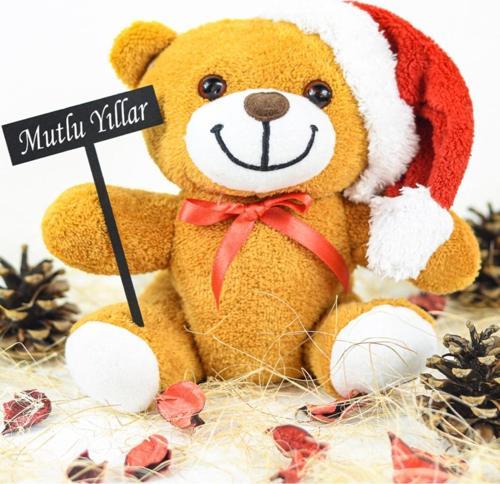 Mutlu Yıllar Tahtası Ve Sevimli Çiçek Ayı