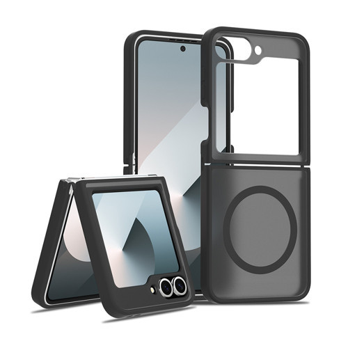 Galaxy Z Flip 7 FE Kılıf M-Safe Şarj Özellikli Kamera Korumalı MKST Lunex Kapak - Siyah