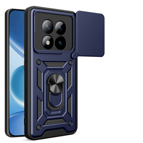 Redmi Note 15 Pro Plus Kılıf Magnetik Standlı Kamera Korumalı MKST Sürgülü Vega Kapak - Mavi