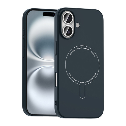 iPhone 16 Kılıf M-Safe Şarj Özellikli Kamera Korumalı MKST Elio Sert PC Kapak - Lacivert