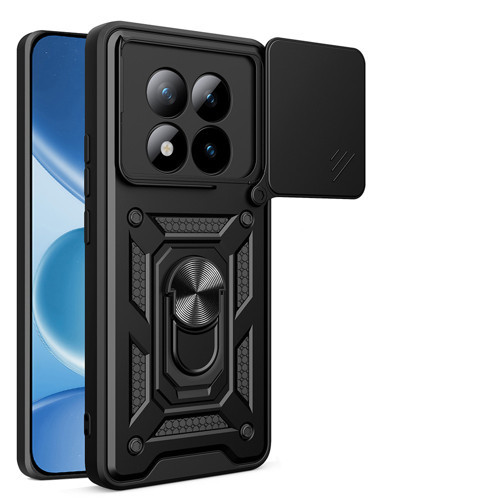 Redmi Note 15 Pro Plus Kılıf Magnetik Standlı Kamera Korumalı MKST Sürgülü Vega Kapak - Siyah