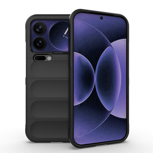 Mi 17 Pro Max Kılıf Esnek TPU Oyuklu Arka Yüzey Tasarımlı MKST Etnik Silikon Kapak - Siyah