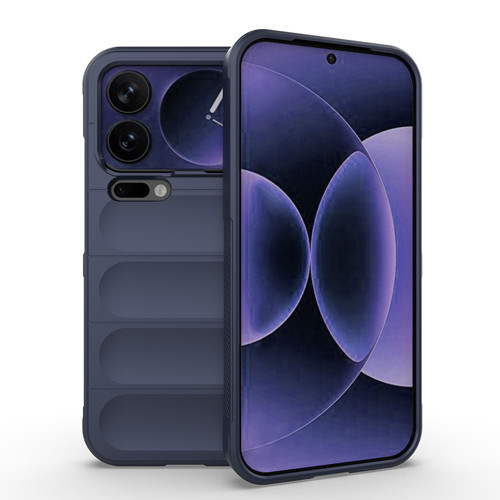 Mi 17 Pro Max Kılıf Esnek TPU Oyuklu Arka Yüzey Tasarımlı MKST Etnik Silikon Kapak - Lacivert