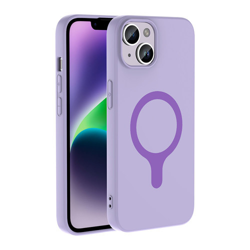 iPhone 13 Kılıf M-Safe Şarj Özellikli MKST Aris Silikon Kapak - Lila