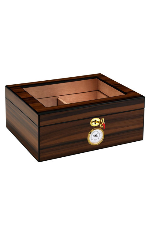 Kahverengi Camlı 2 Katlı Humidor Puro Kutusu rd46