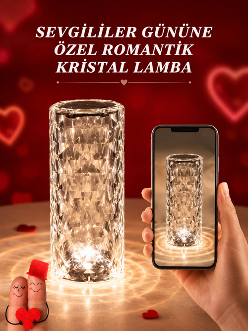 Sevgililer Günü İçin Hediye Kristal Lamba Sevgiliye Hediye Usb Şarjlı Gece Lambası (Kopya)