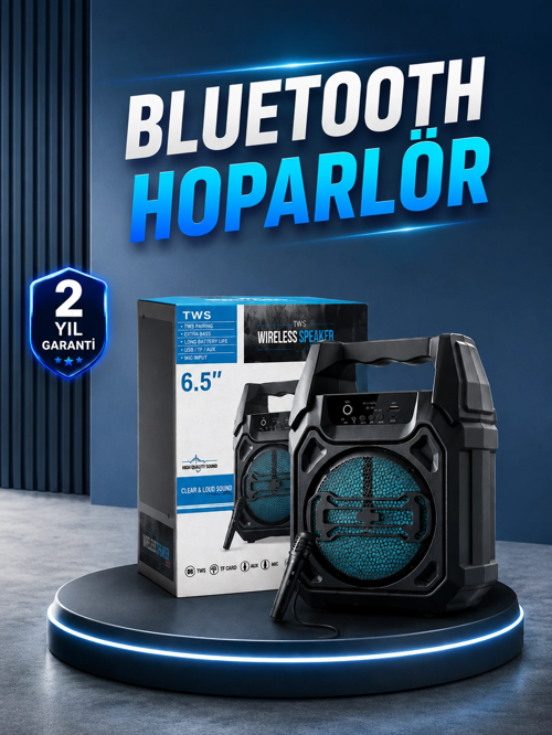 15W Güçlü Ses Çıkışlı Bluetooth Hoparlör Fm Radyo Mikrofon Destekli