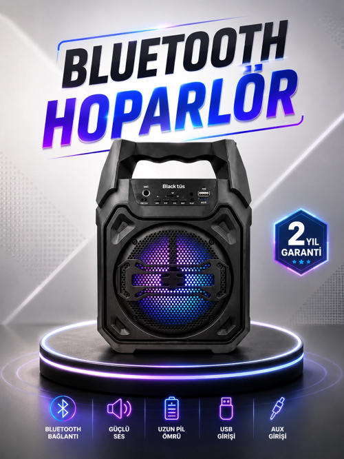 Güçlü Şarj Edilebilir Bluetooth Hoparlör 6.5 İnç