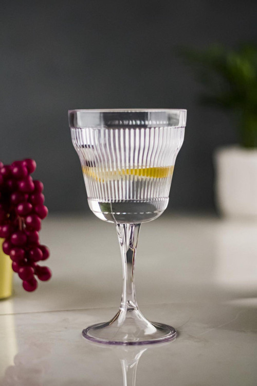 Akrilik Şeffaf 6Lı Kadeh & Su Meşrubat Kahve Yanı Bardağı 300 Ml ( Cam Değildir )