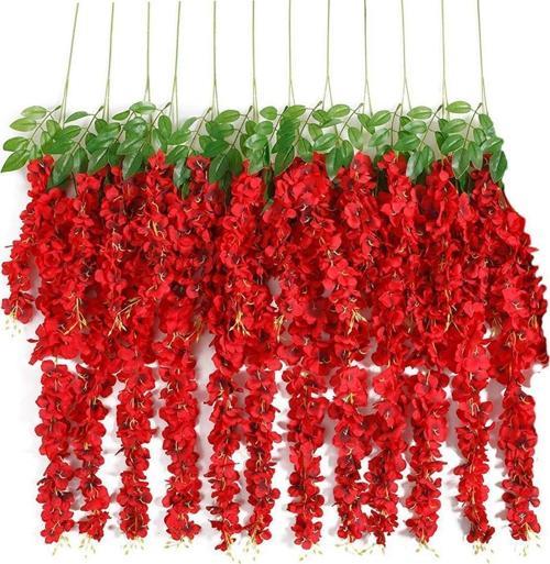 Sarkan Yapay Çiçek Akasya KIRMIZI 80 cm 3 Sarkan Dallı 12 ADET BAĞ