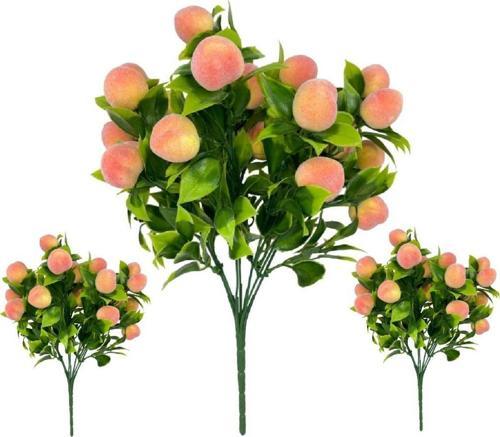 3lü Set Yapay Şeftali Demeti Yapay Çiçek 30*20cm Yeşil Yapraklı