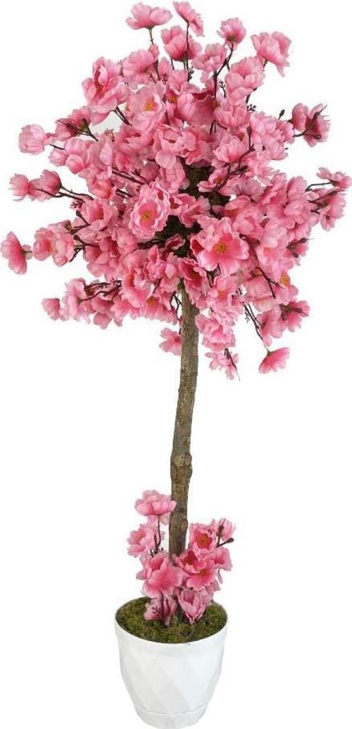 Yapay Ağaç Açık Pembe Bahar Dalı Japon Kiraz Çiçeği Beyaz Saksılı 90cm