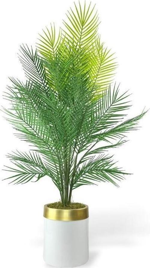 Yapay Ağaç Areka 130*60cm 40Yapraklı BeyazGold Paslanmaz Saksıda
