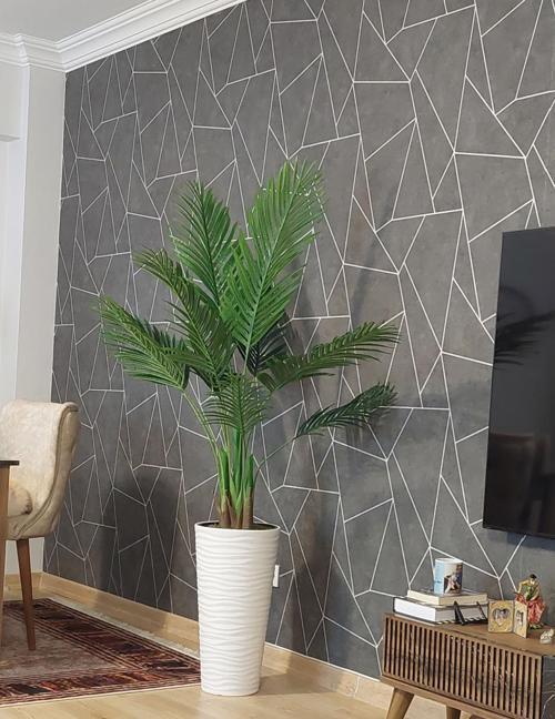 Yapay Ağaç Areka Ağacı Beyaz Uzun Kumsal Vazoda Palmiye Ağacı Yapay Areka 190cm