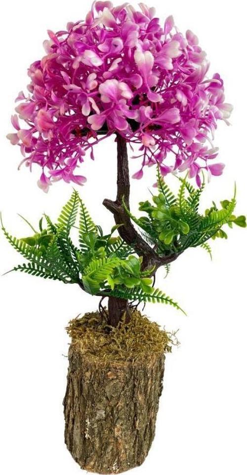 Bonsai Dekoratif Yapay Ağaç Yarım Top Kafalı Lila Bonzai 30CM