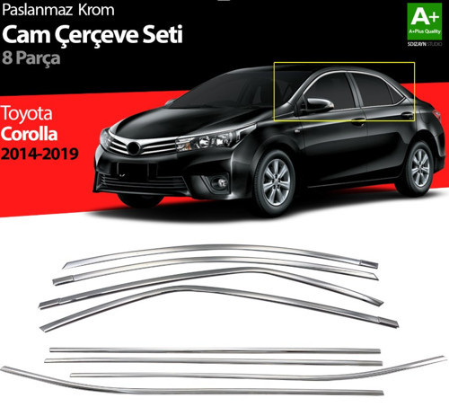 Toyota Corolla Krom Tam Tur Çıta Çerçevesi 8 Parça 2013-2018