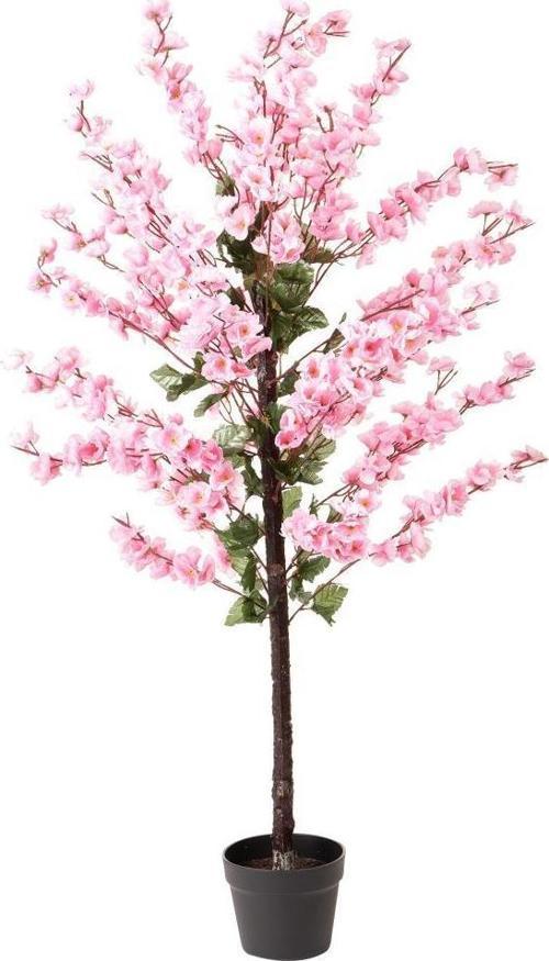 Yapay Ağaç Bahardalı Ağacı Pembe Japon Kiraz Çiçeği Sakura Çiçeği 127x70cm Siyah Plastik Saksılı
