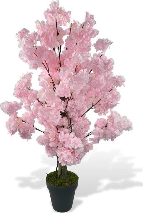 Yapay Ağaç Bahardalı Ağacı Pembe Japon Kiraz Çiçeği Sakura Çiçeği 80cm Siyah Plastik Saksılı