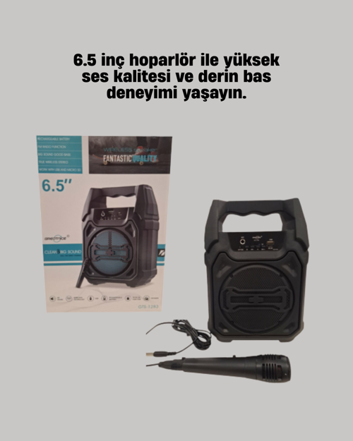 15W Güçlü Ses Çıkışlı Bluetooth Hoparlör Fm Radyo Mikrofon Destekli