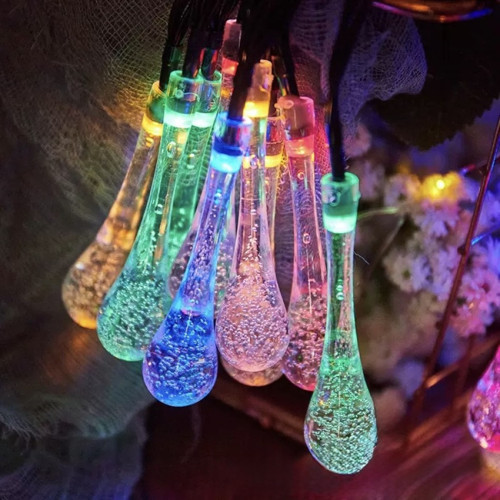 7 M 50 Led Damla 8 Fonksiyonlu Solar Panelli Rgb