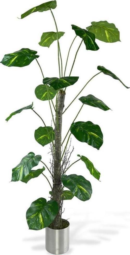 Yapay Ağaç Difenbahya Tropik 18 Dallı Çalılı Gövde 120x60cm Gümüş Aleminyum Saksıda