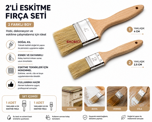 Klasik Eskitme Fırça 2 Li Set 505