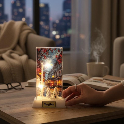 Kişiye Özel LED Işıklı İstanbul Temalı Dekoratif Gece Lambası