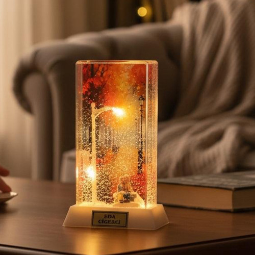 Kişiye Özel LED Işıklı Son Baharda Aşk Temalı Dekoratif Gece Lambası