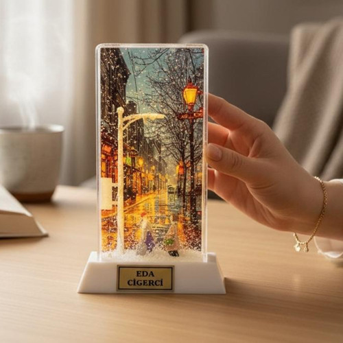 Kişiye Özel LED Işıklı Tatlı Aşıklar Temalı Dekoratif Gece Lambası