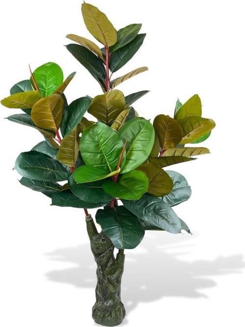 Yapay Ağaç Kauçuk Ağacı Ficus Elastica  Salon Çiçeği 150*90 Doğal Gövdeli 61 Yaprak