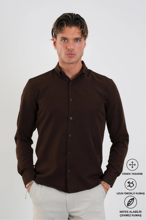 Flex Slim Fit Yumuşak Kolay Ütü Nefes Alan Erkek Gömlek