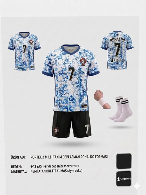 Portekiz Ronaldo Deplasman Dünya Kupası Çocuk Forması 4 Parça