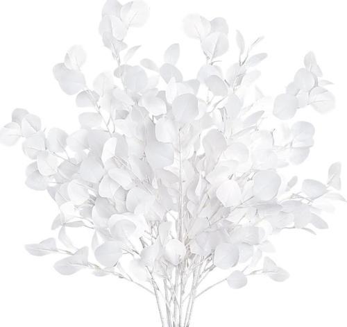 Yapay Çiçek Beyaz Okaliptus Tek Dal Kumaş Yapraklı Uzun Dal 80cm Eucalyptus
