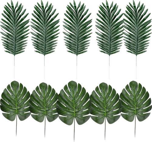 Yapay Çiçek 5 Palmiye ve 5 Monstera Yaprağı