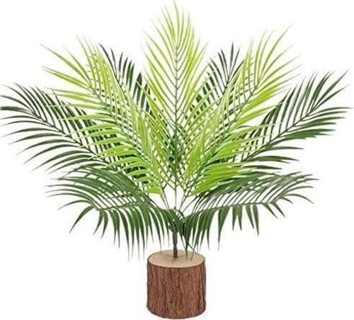 Yapay Çiçek 9 Dallı Areka Ahşap Kütük Saksılı Palmiye Ağacı Salon Bitkisi 45 cm
