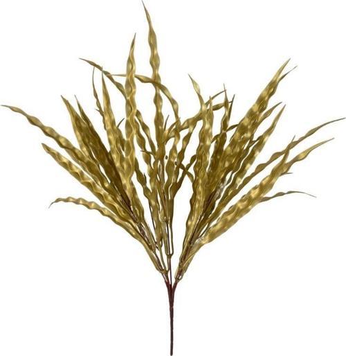 Yapay Çiçek Altın Gold Kalın Kıvrımlı Saz Garnitür Aradal Dekoratif Yapay Bitki 45cm