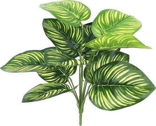 Yapay Çiçek Demet Difenbahya Sarı Çizgili 12Dal 55cm Salon Çiçeği Yapay Bitki