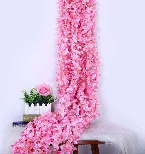 Yapay Çiçek Dolanan Sarkan Ortanca Çiçekli 100 Cm Pembe