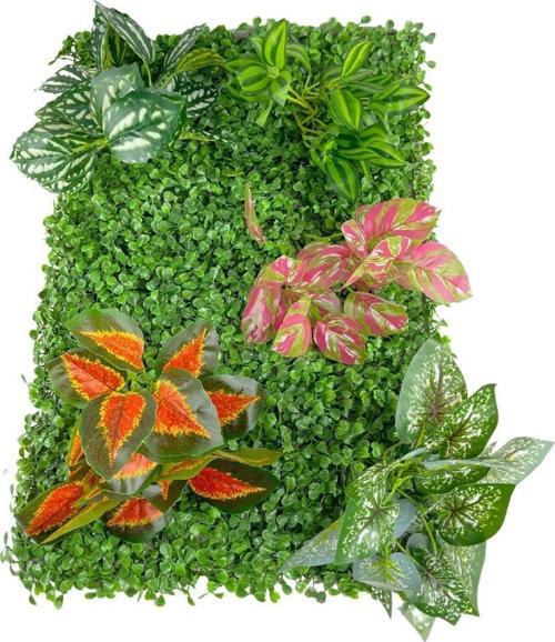 Yapay Çiçek Duvar Kaplama Panel Şimşir 40*60 5Demet Yeşil Bitki Dik Duvar Uygulama Çiçeği