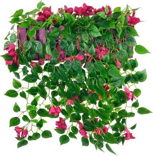 Yapay Çiçek Fuşya Begonvil li Mor Çit Balkon Saksısı 55*35cm 70cm Sarkar