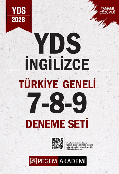 Pegem 2026 YDS İngilizce Türkiye Geneli 3 Deneme Çözümlü (7-8-9) Pegem Akademi Yayınları