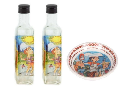 BARBEKÜ PARTİSİ YAĞDANLIK TABAK SET,2 ADET YAĞ ŞİŞESİ 1 ADET TABAK