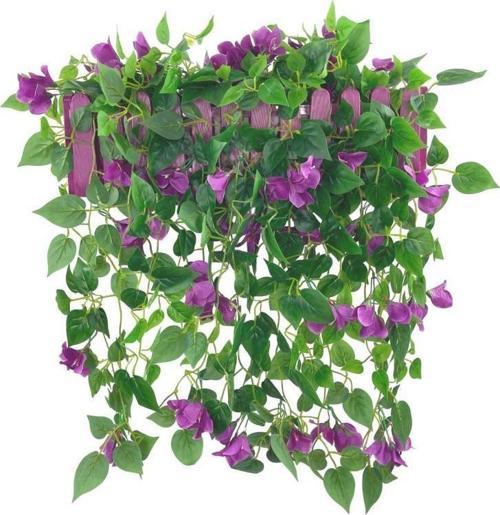 Yapay Çiçek Mor Begonvil li Mor Çit Balkon Saksısı 55*35cm 70cm Sarkar