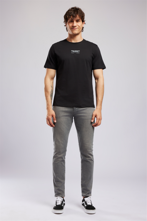 WILDER Erkek Regular Fit %100 Pamuk Baskılı Bisiklet Yaka T-Shirt Siyah
