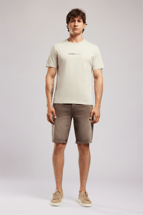 ELVIS Erkek Regular Fit %100 Pamuk Baskılı Bisiklet Yaka T-Shirt Beyaz
