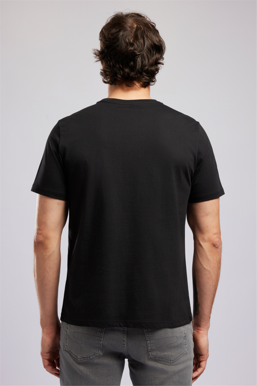 BASIL Erkek Regular Fit %100 Pamuk Baskılı Bisiklet Yaka T-Shirt Siyah